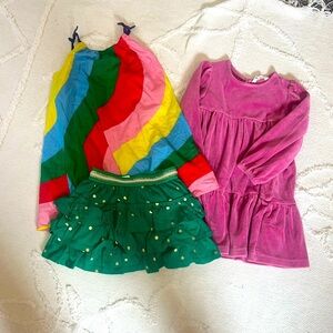 Mini Boden little girls 3 piece bundle dresses and skirts 4-5